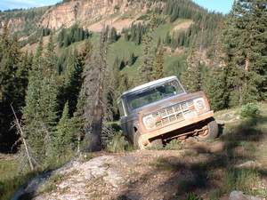 The precariously perched bronco